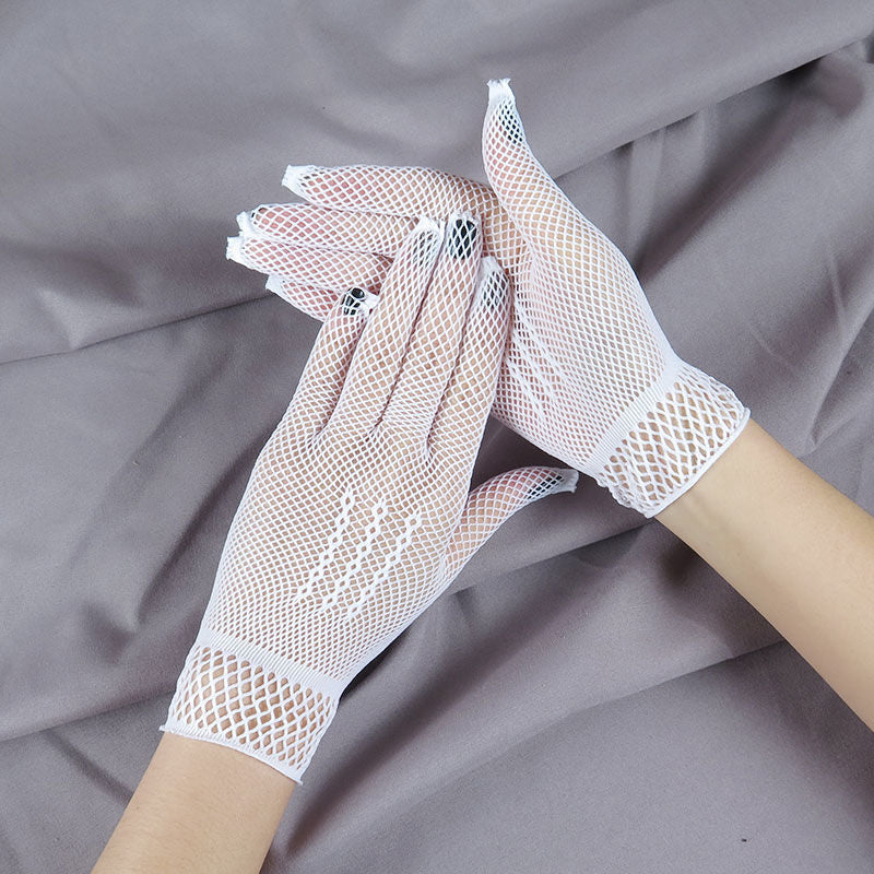 Women's Thin Mesh Summer Sexy Black Elastic Gloves