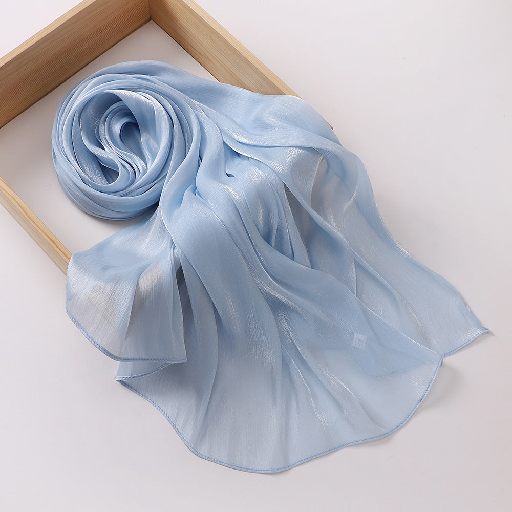 Breathable Cool Island Satin Smooth Crepe Malaysia Scarfs