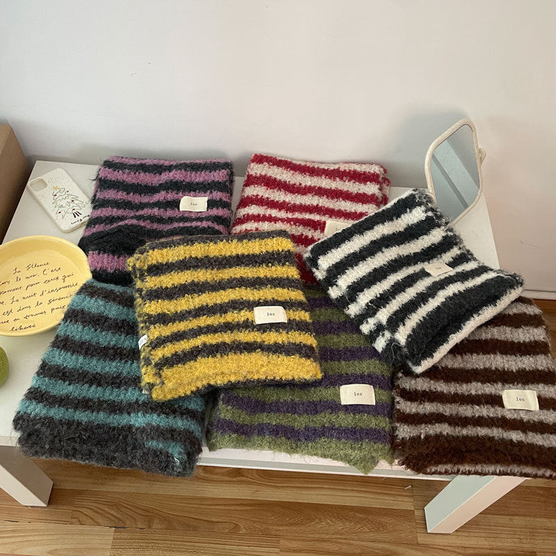 Striped Wool Warm Couple Retro Contrast Scarfs