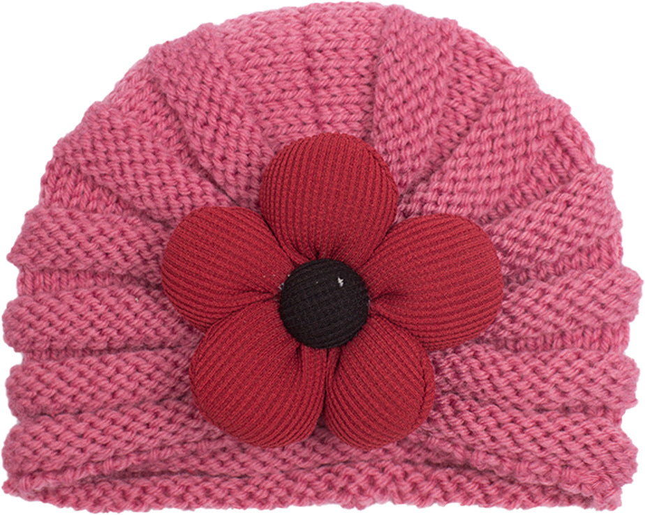 Children's Woolen Warm Comfortable Flower Sleeve Hat Kids' Headwear