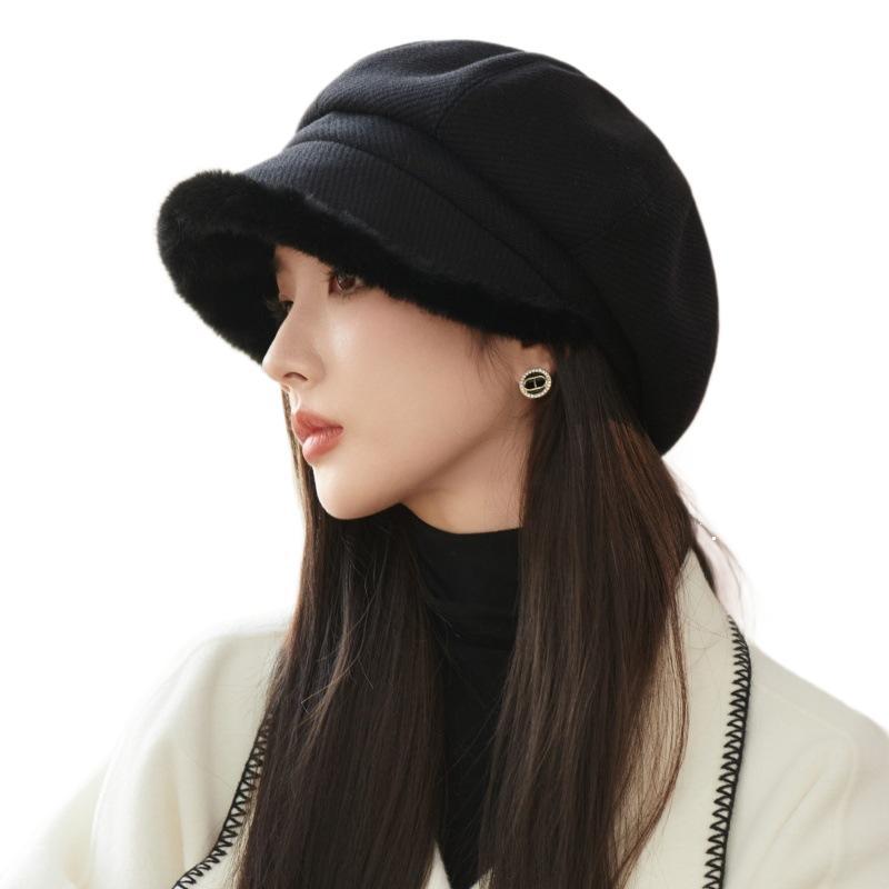 Women's High Sense Thickened Fleece Edge Octagonal Hats & Caps