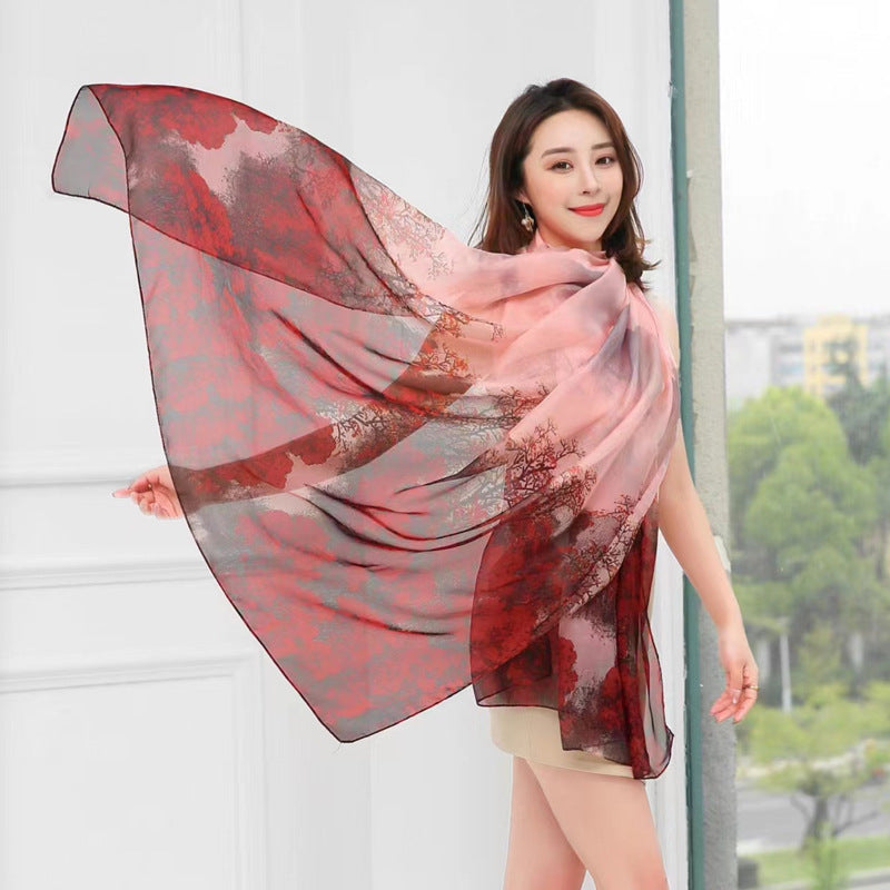 Women's Silk Summer Thin Oversized Sunscreen Lightweight Scarfs