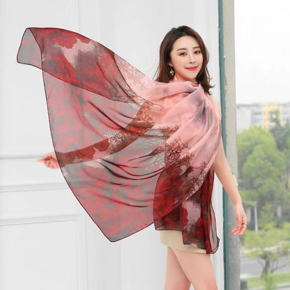 Women's Silk Summer Thin Oversized Sunscreen Lightweight Scarfs