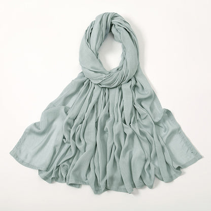 Malay Indonesian Rayon Monochrome Wide-brimmed Thin Scarfs