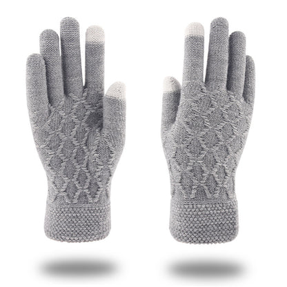 Men's Fleece-lined Thermal Knitting Wool Windproof Outdoor Driving Gloves