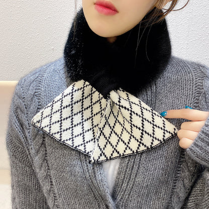 Wool Female Winter Warm Fur Collar Neck Protection Matching Scarfs