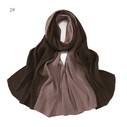 Women's Fashion Travel Gradient Color Pleated Composite Scarfs