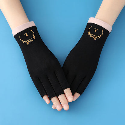 Women's Type Sunscreen Driving Biking Bear Cloth Gloves