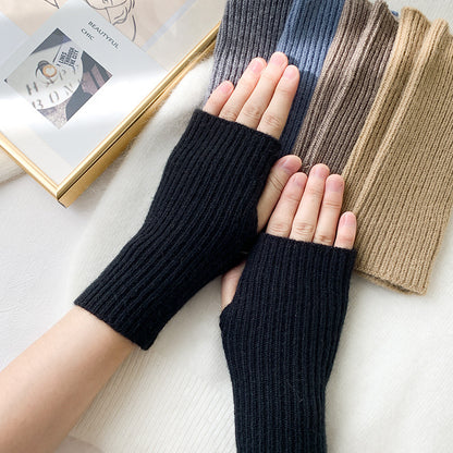 Women's Half-cut Winter Fingerless Cute Writing Korean Style Gloves