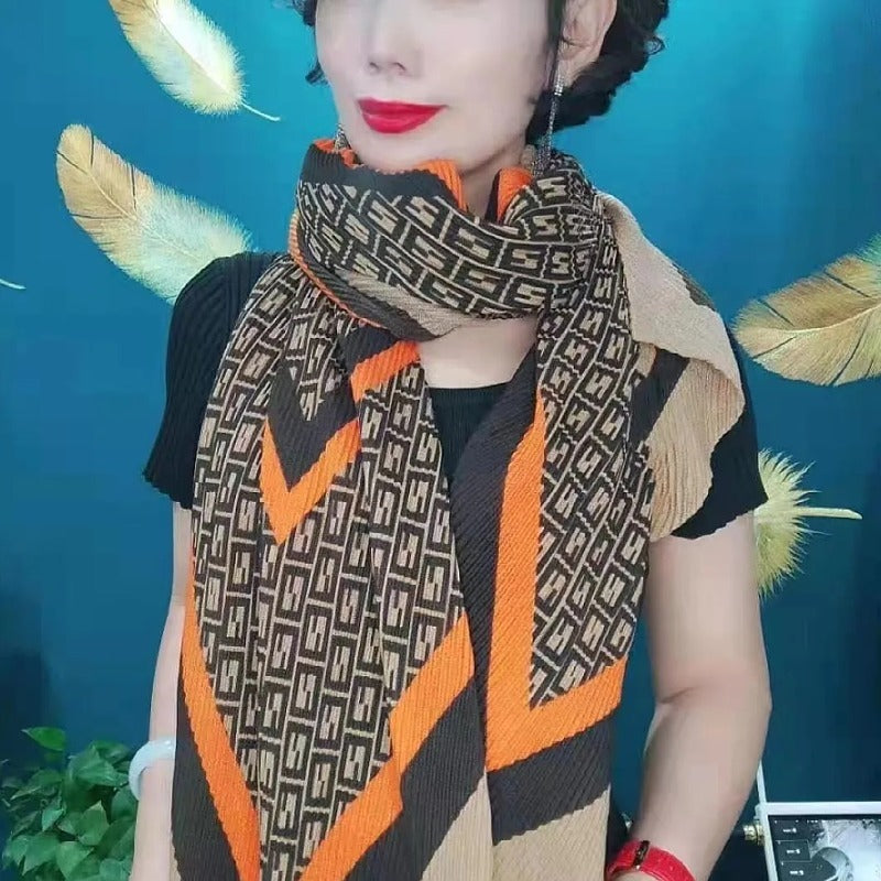 Women's Linen Korean Patchwork Color Fashionable Stylish Scarfs