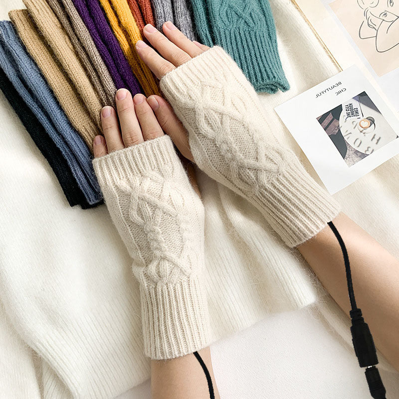 Knitted Half Female Winter Fingerless Finger Gloves