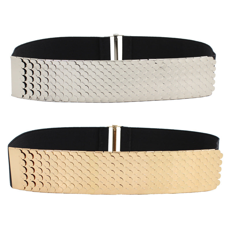 Women's Metal Elastic Waist Seal Fashion Scale Belts