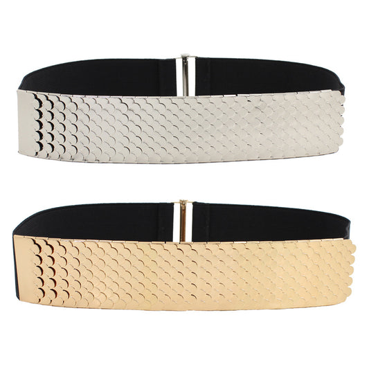 Women's Metal Elastic Waist Seal Fashion Scale Belts