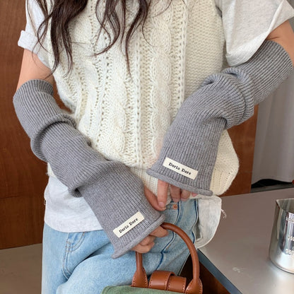 Women's Arm Sleeve Warm Protection Long Knitted Sweater Gloves