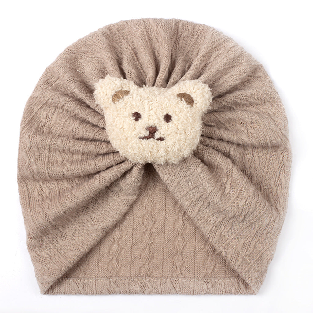 Children's Jacquard Sleeve Cute Bear Protection Tam-o'-shanter Kids' Headwear