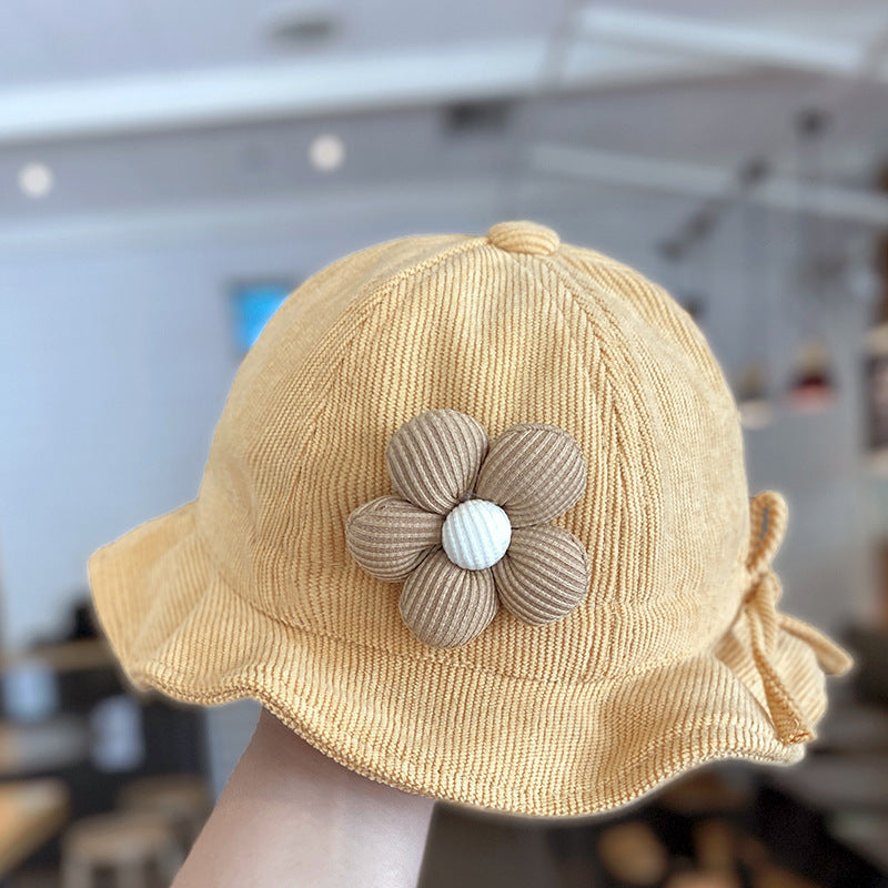 Hat Korean Style Corduroy Flower Bucket Kids' Headwear