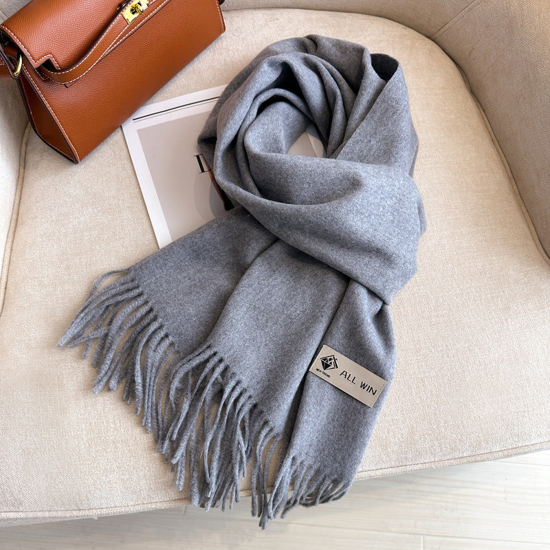 Women's Wool For Winter Warm Thickened Monochrome Shawl Scarfs