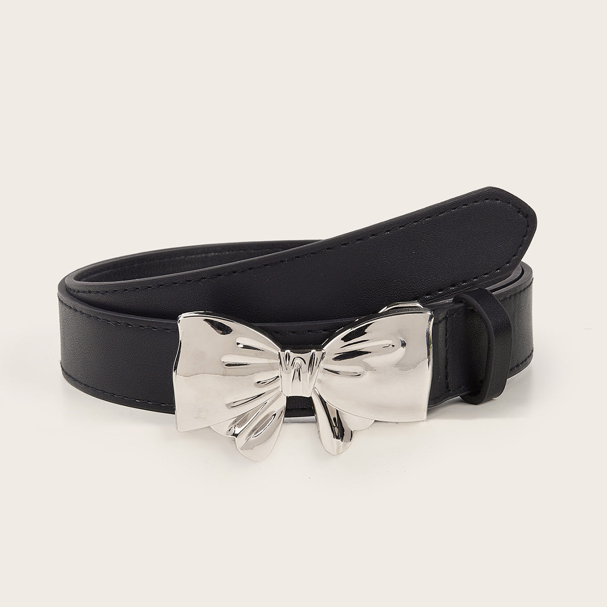 Women's Mirror Bow Buckle Versatile Simple Retro Belts