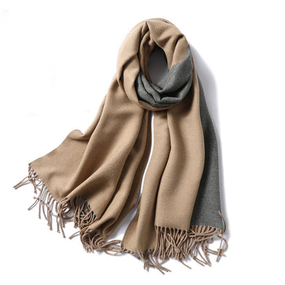 Women's & Men's Cashmere Winter Thickened Warm Double-sided Two-color Scarfs