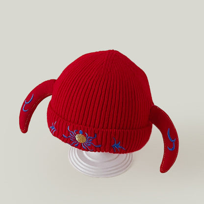 Children's Knitted Hat Festive Red Cross Woolen Kids' Headwear