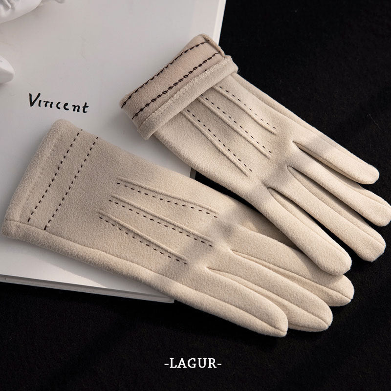 Thickened Fleece-lined Touch Screen Slimming Warm Female Winter Gloves