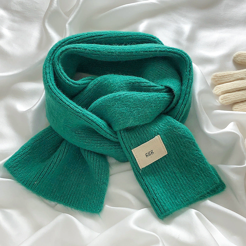 Macron Color Gentle Furry Knitted Solid Scarfs