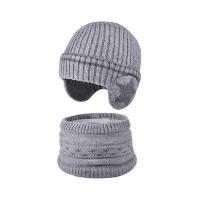 Children's Set Winter Fleece-lined Warm Ear Protection Knitted Woolen Male Female Kids' Headwear