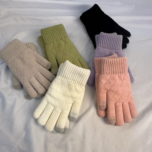 Women's Style Knitted Knitting Wool Winter Warm Veet Gloves