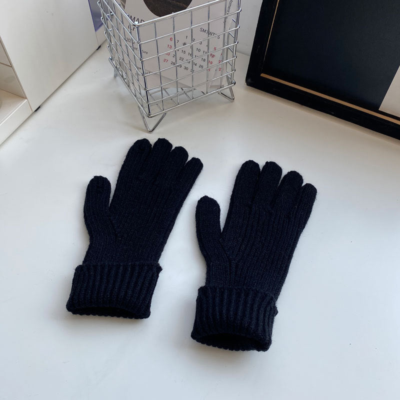 Knitted Five-finger Long Touch Screen Keep Warm Gloves