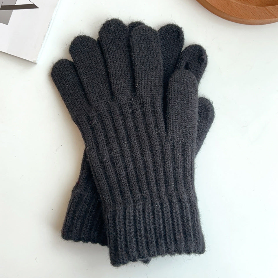 Women's Korean Style Vertical Jacquard Knitted Warm Winter Gloves