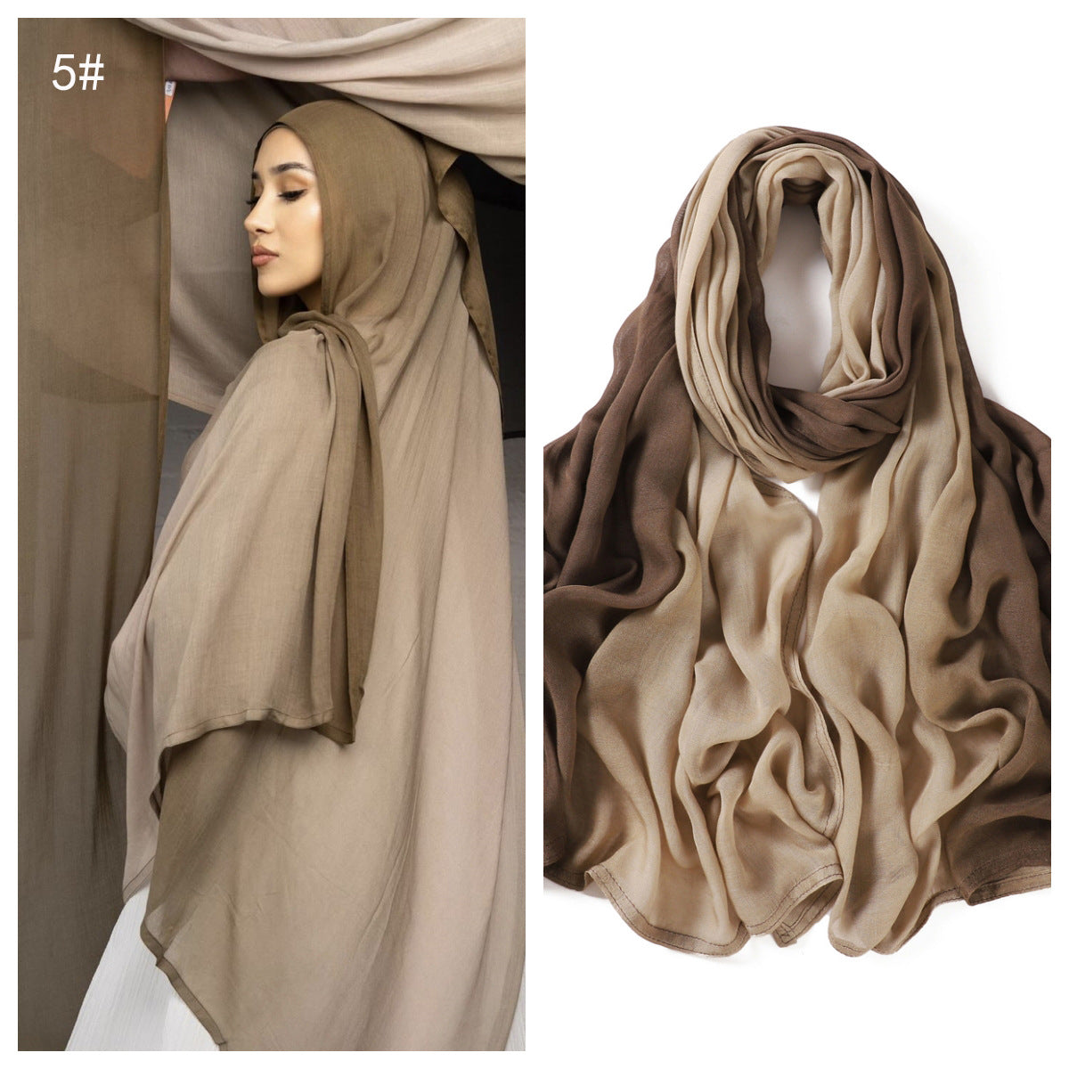 Wide-brimmed Thin Gradient Rayon Breathable Headcloth Scarfs