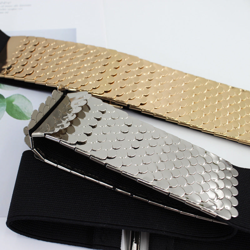 Women's Metal Elastic Waist Seal Fashion Scale Belts