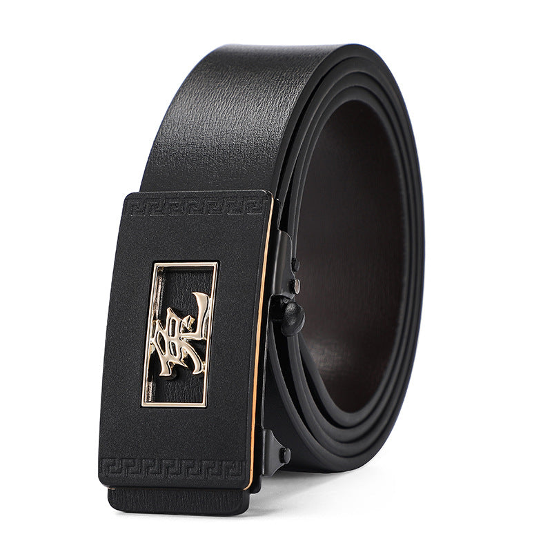 Men's Leather Inner Wear Pattern Toothless Automatic Buckle Belts