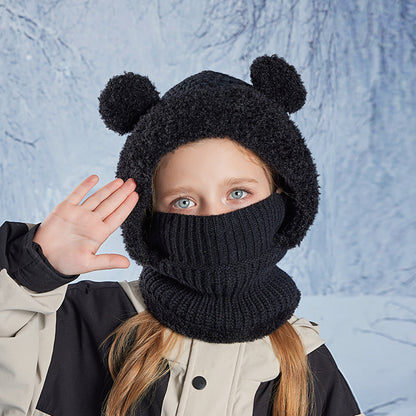 Children's Bear Mask Integrated With Winter Outdoor Kids' Headwear