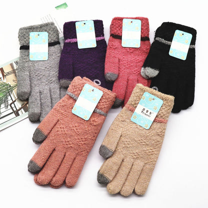 Men's Wool Warm Full Finger Five Knitted Gloves