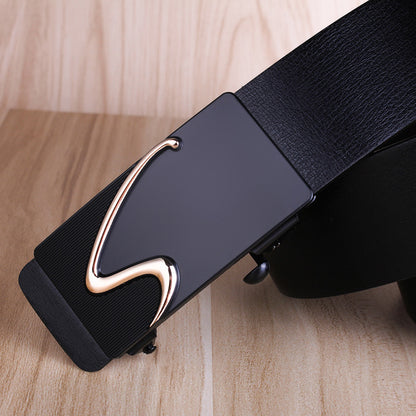 Men's Leather Toothless Automatic Buckle Waist Seal Belts