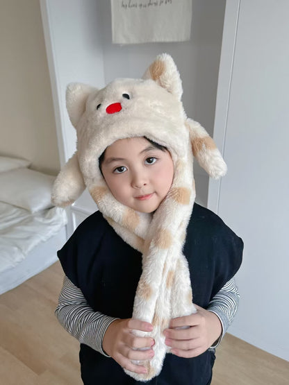 Children's Ears Moving Plush Bonnet One-piece Will Kids' Headwear