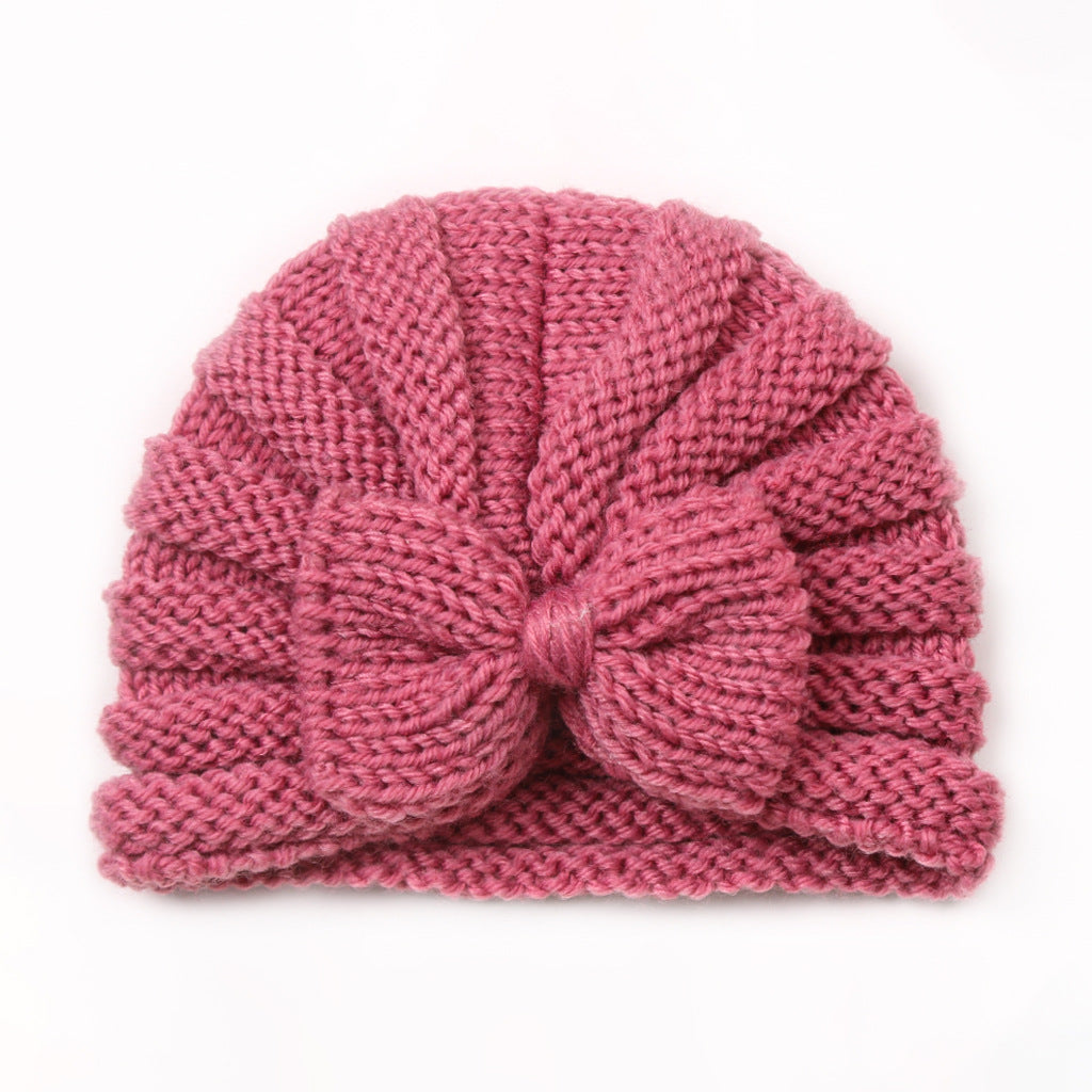 Bow Hat Knitted Warm Wool Beanie Kids' Headwear