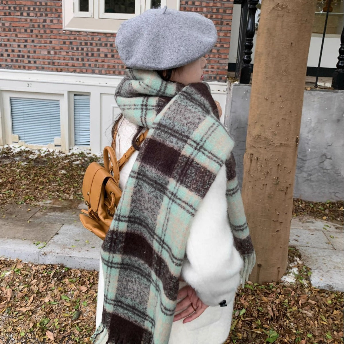 Women's Korean Retro Plaid High-grade Thick Warm Scarfs