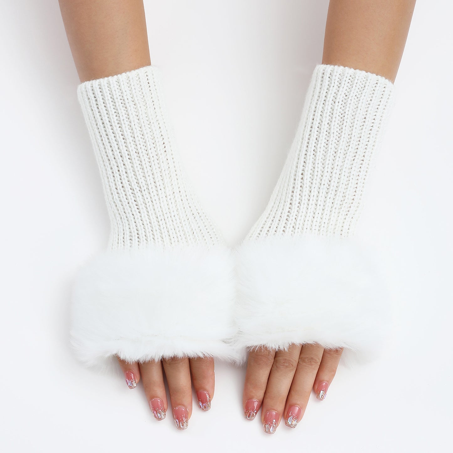 Women's Oversleeve Knitted Warm Open Finger Arm Gloves