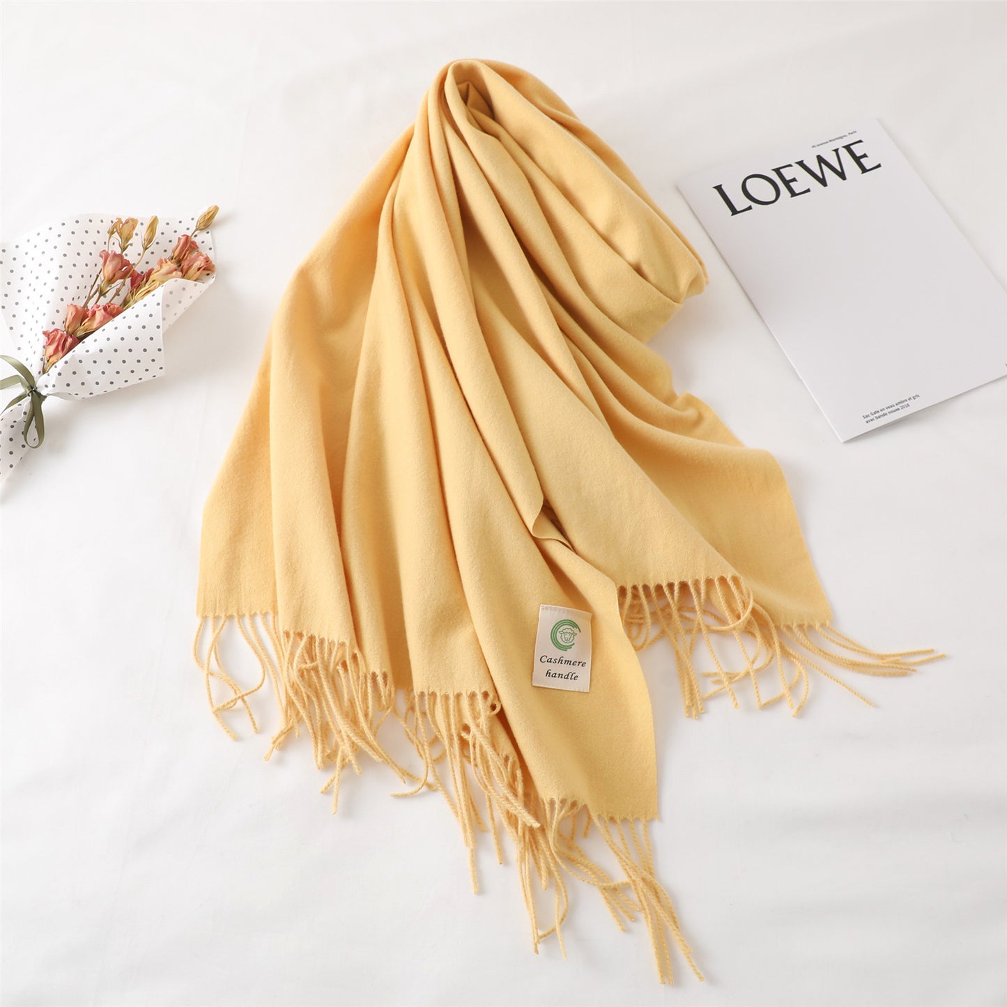 Women's For Keep Warm Color Monochrome Tassel Long Scarfs