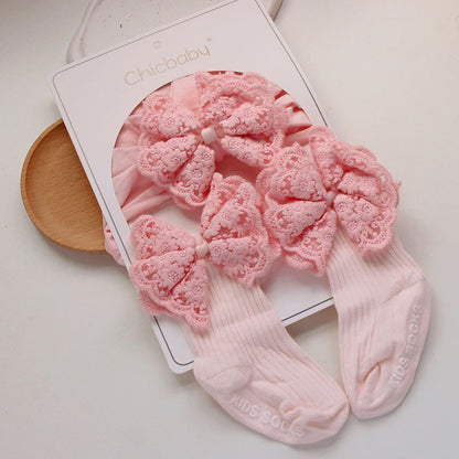 Gift Box Bow Hair Band Socks Suit Kids' Headwear