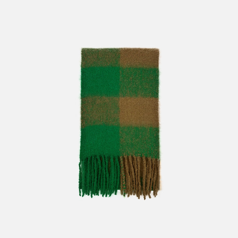 Women's Wool Vintage Large Plaid Warm Soft Scarfs