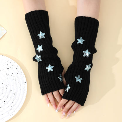 Women's Preppy Style Pile Fingerless Knitted Subculture Warm Gloves