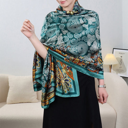 Women's Brocade Satin Fashion Long Four Air Scarfs