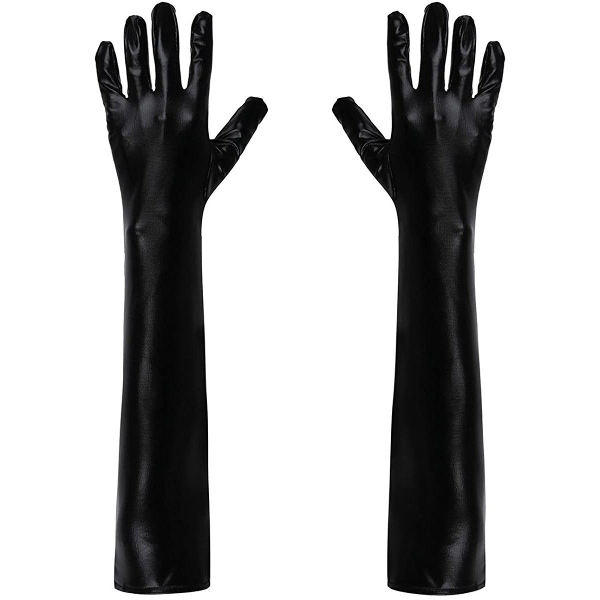 Leather Length Fashion Accessories Black Tight Pole Gloves