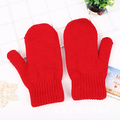 Women's & Men's Thickened Wool Keep Warm Couple Solid Color Gloves