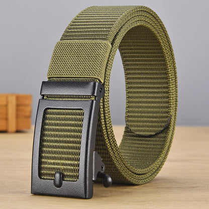 Men's Iron Automatic Buckle Nylon Waistband Outdoor Belts