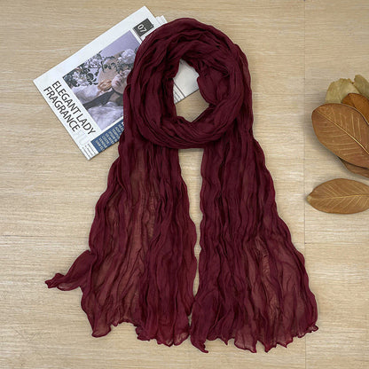 Women's Korean Style Artistic Vintage Crumpled Cotton Scarfs