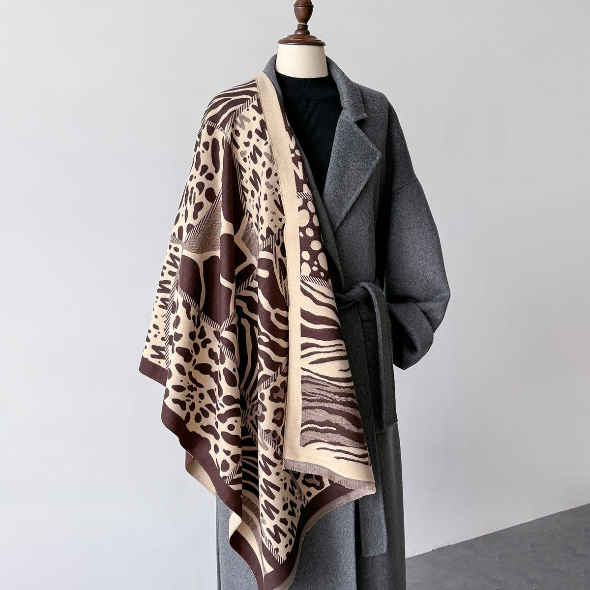 Zebra Pattern Stitching Fashionable Elegant Warm Scarfs